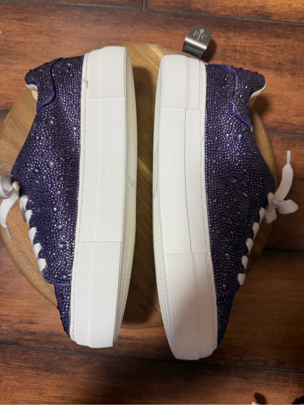 Betsey Johnson Purple Rhinestone Embellished Lace-Up Sneakers Size 6 - Picture 7 of 8